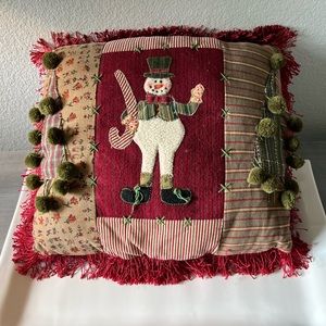 Holiday Snowman Christmas Pillow